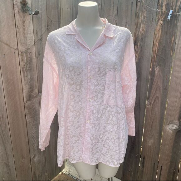 Vintage pink burnout floral button down - Picture 1 of 7